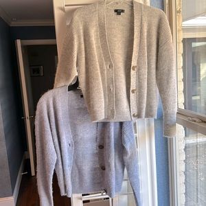Jcrew Sweater bundle, light blue and grey wool blend cropped cardigans, size S